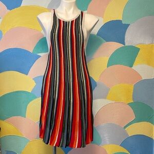 Free people tank top  multi color knitted dress silver cut out back mid length